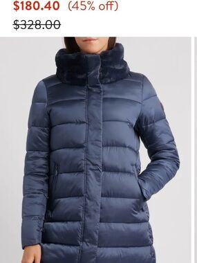 SAVE THE DUCK DALEA Faux Fur Longline Puffer Jacket Sz L New No Tag